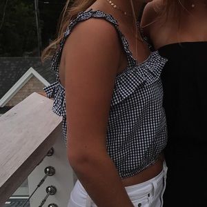 Gingham ruffle crop top